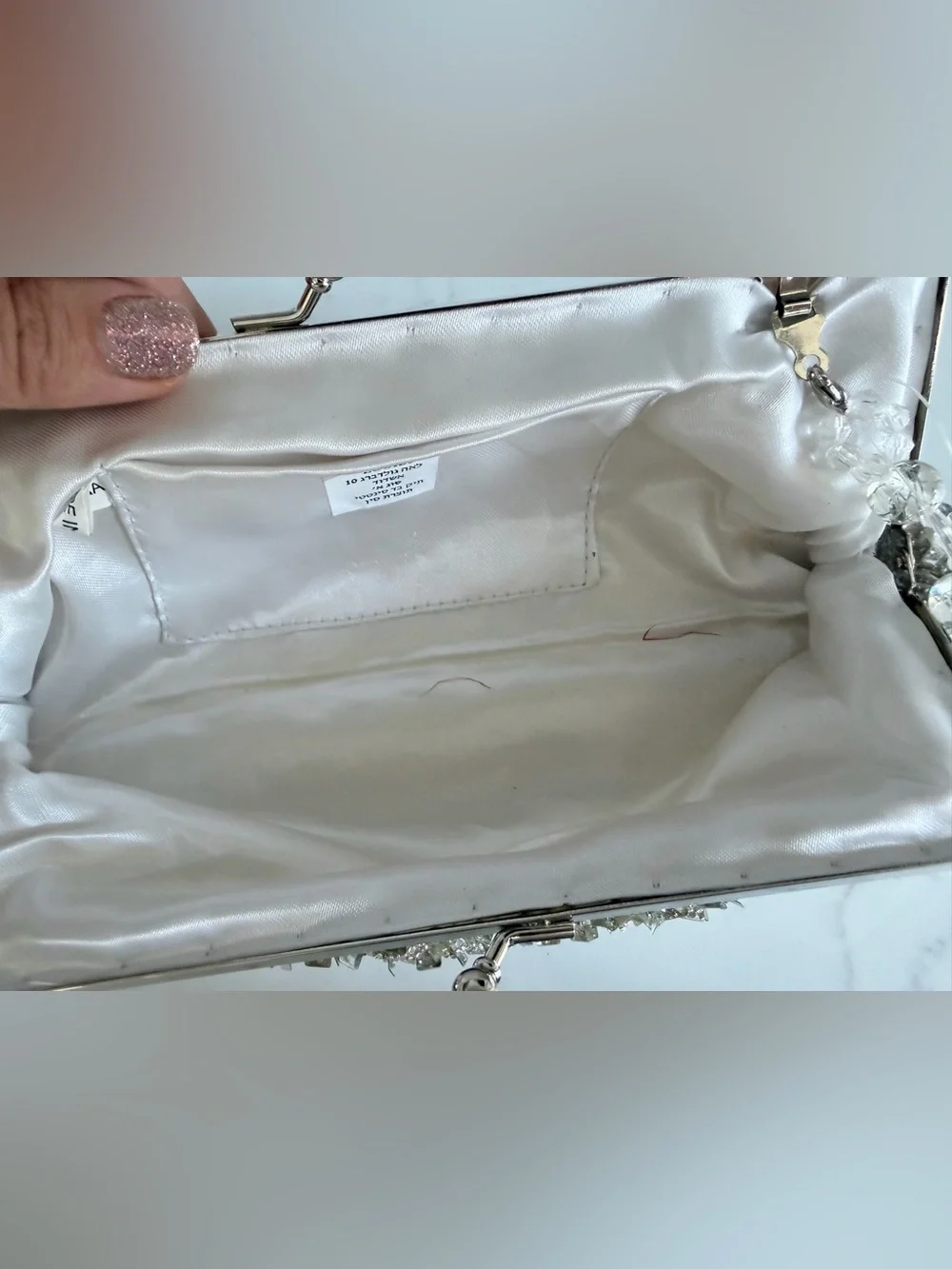 Vintage Beaded Crystal Evening Clutch in Clear/Silver